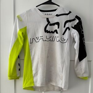 Fox Kids White and Neon Yellow Racing Tee